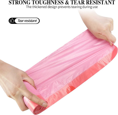 6Rolls Drawstring Small Trash Bags,4 Gallon Thicken Drawstring Small Garbage Bags for Kitchen,Bathroom,Bedroom,Home,Office Trash Cans，120 Counts (Pink)