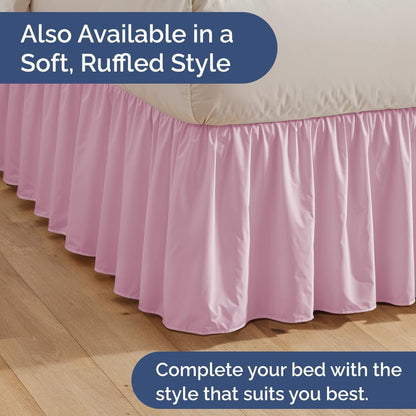Pleated Bed Skirt Twin Size - 3 Sided Pleated Bed Skirt Twin - Soft, Easy Fit with 12 Inch Tailored Drop - Hotel Quality, Wrinkle Free & Fade Resistant - for Women, Men, Kids and Teens - Light Pink