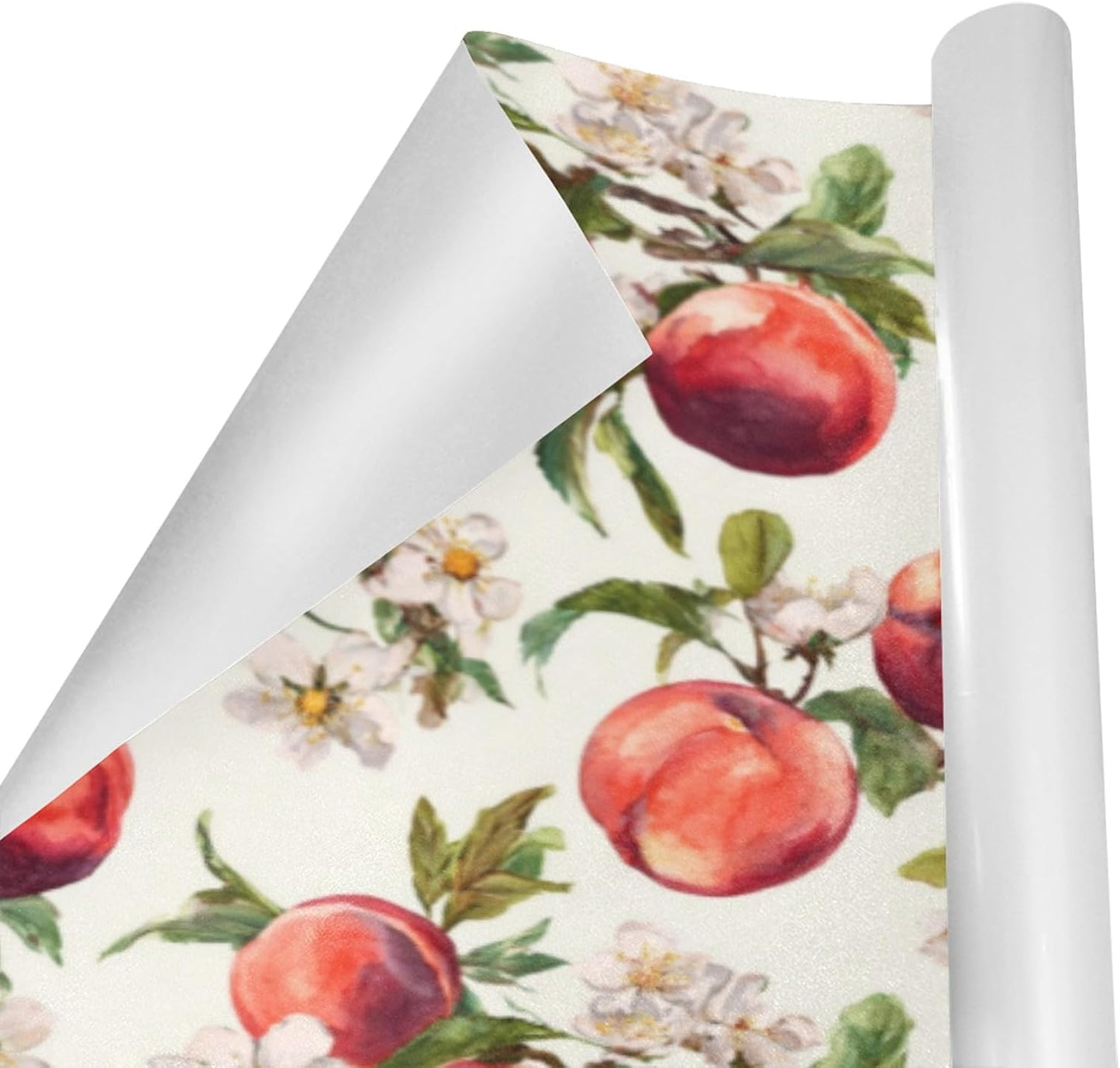 OTVEE 3 Rolls Birthday Wrapping Paper Roll - Watercolor Peaches Design Gift Wrapping Paper for Christmas, Bridal, Holiday, Party, Baby Shower - 58 x 22.8 inch