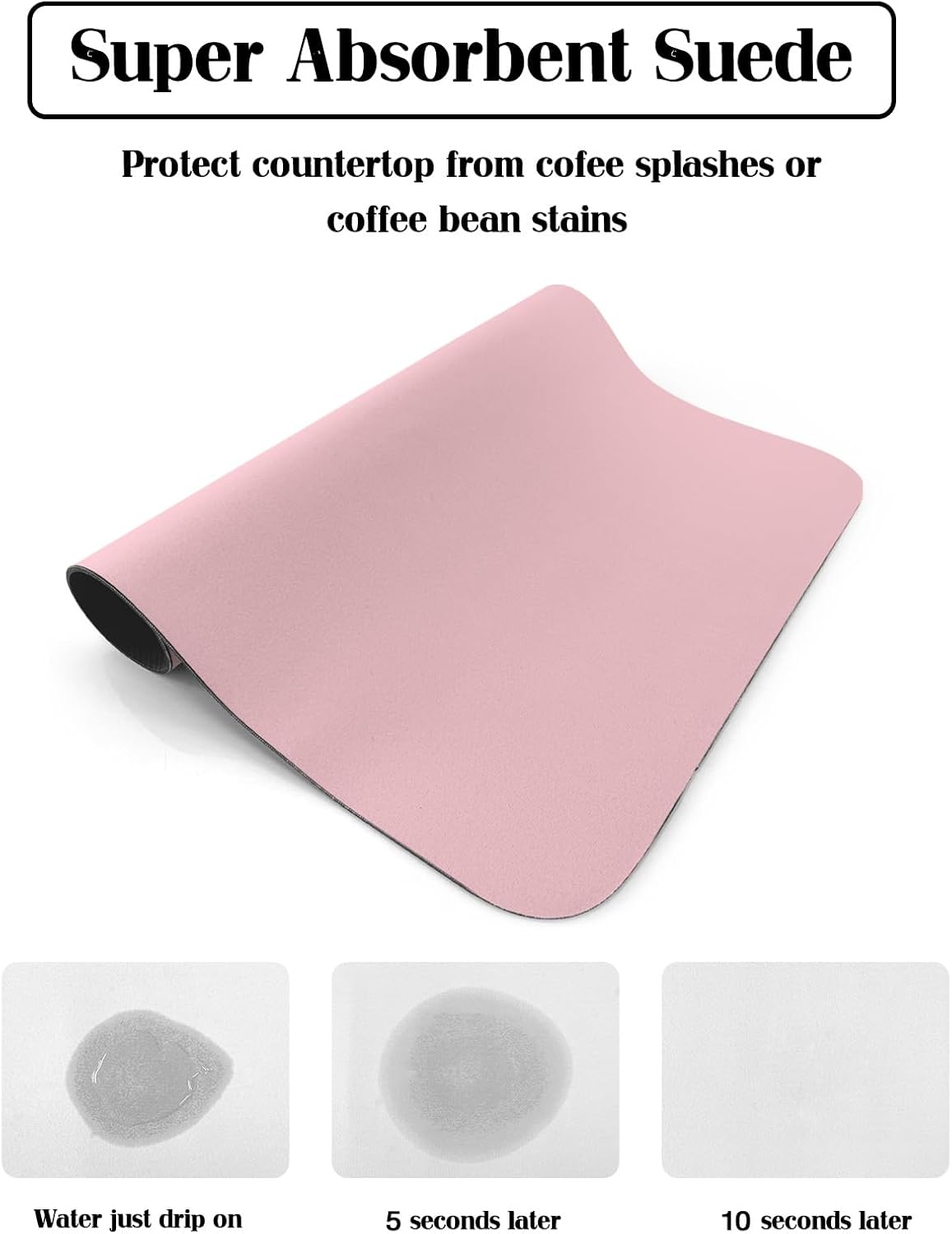 Pink Dish Drying Mat for Kitchen Counter, Modern Solid Pink Ultra Absorbent Coffee Mat/Dish Drainer, Romantic Pink Quick Drying & Non-Slip Rubber Backed Drying Mat Rack Pad, 12" W x 16" L