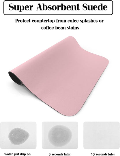 Pink Dish Drying Mat for Kitchen Counter, Modern Solid Pink Ultra Absorbent Coffee Mat/Dish Drainer, Romantic Pink Quick Drying & Non-Slip Rubber Backed Drying Mat Rack Pad, 12" W x 16" L