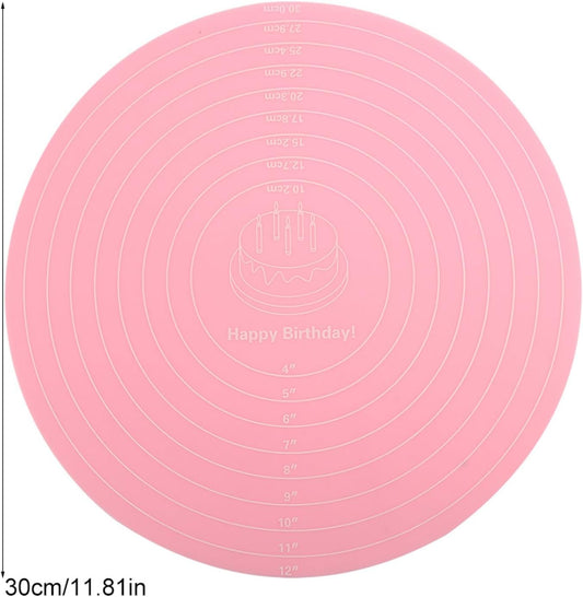 Dough Mat, Silicone Pastry Mat, Kneading Mat, With Measurements, for Making Cakes, Cookies, Macarons Bread and Pastry, 11.81x11.81x0.04 inch, Pink