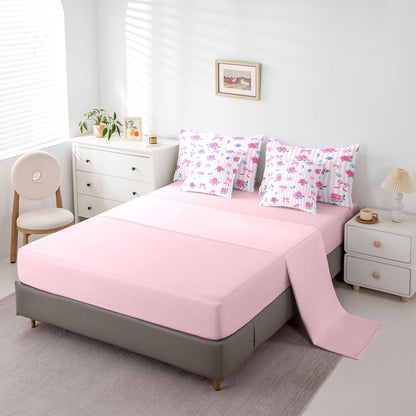 Feelyou Cute Bow Comforter Set with Sheets 7 Piece Queen Size Romantic Rose Flower Bed in a Bag Kids Boys Girls Bow Tie Striped Bedding Set Bedroom Decor Breathable Soft Lightweight Microfiber