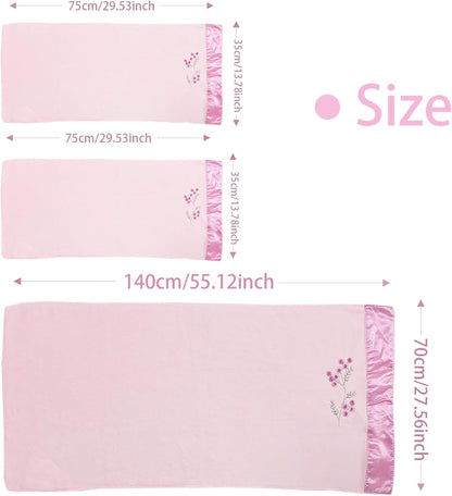 ABREEZE Pink Plum Blossom-Embroidered Bath Towel Set, 3 Pieces，Soft, Skin-Friendly and Water-Absorbent, Mother's Day and Valentine's Day Gift(1 Bath Towel,2 Hand Towels)
