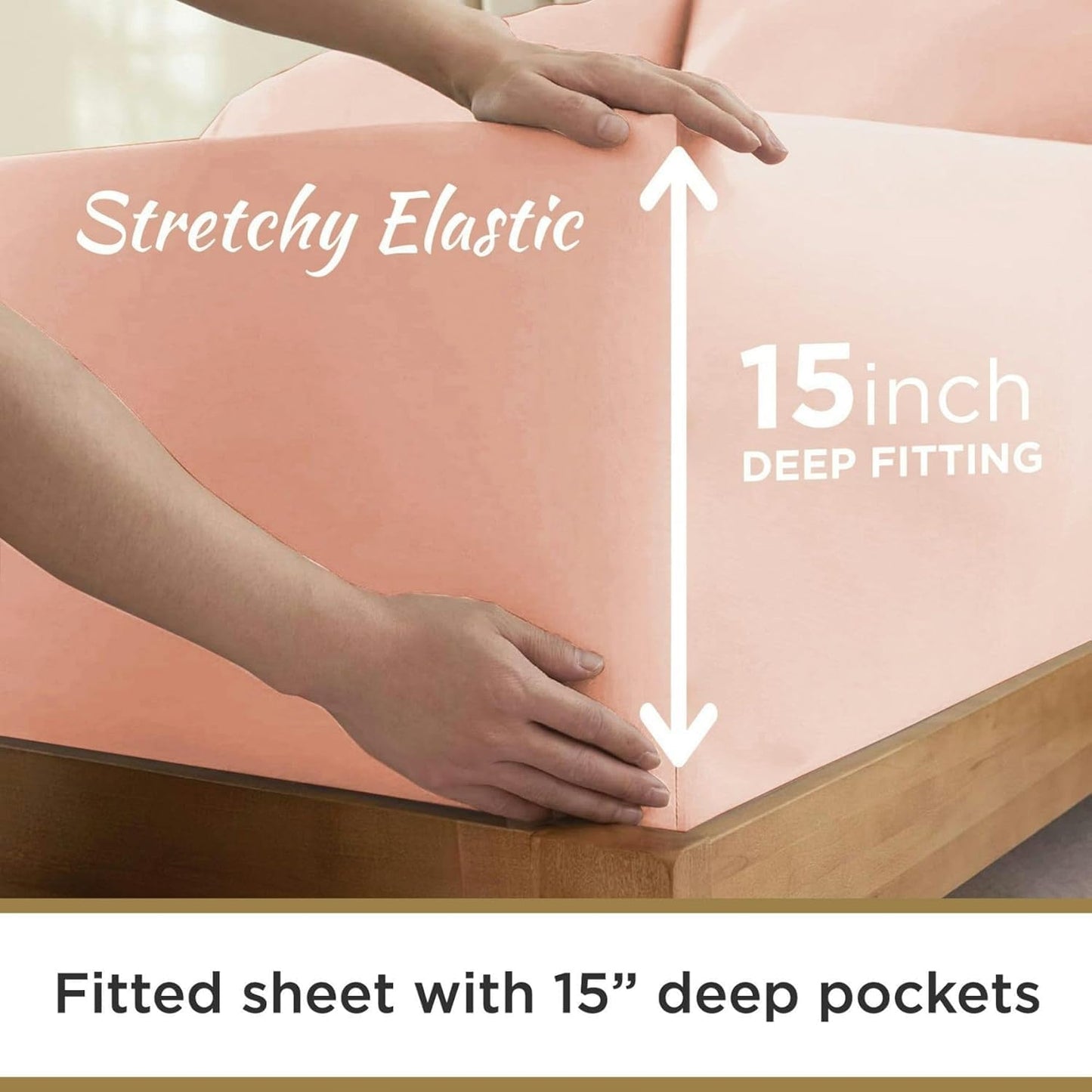 Full XL 100% Microfiber Double Brushed Sheet Set - Extra-Soft, Breathable & Wrinkle-Free - 15" Deep Pockets, 54" x 80" - Ideal for Extra Long Full Beds - 4PC Set (Full XL, Peach)