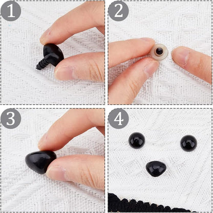 SUPERFINDINGS 130pcs 5 Sizes Plastic Safety Noses with Washer Triangle Animal Doll Nose Black and Pink Craft Amigurumi Nose Sets for Doll Puppet Bear Plush Crochet Projects DIY Animal Making