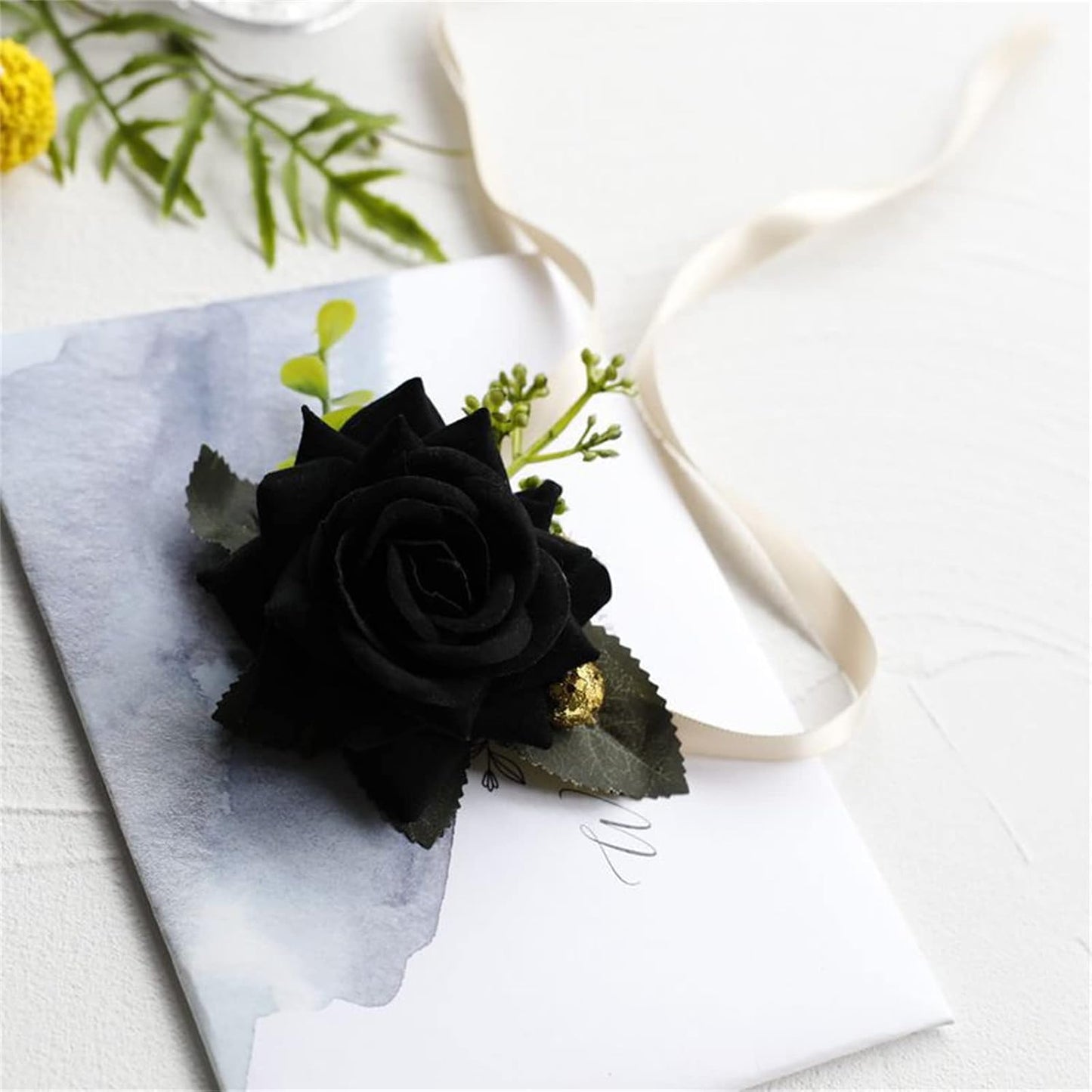 Corsage and Boutonniere Set White Pink Rose Wedding Wrist Corsage Boutonniere for Men Bride Bridesmaid Wedding Party Prom Anniversary Photography
