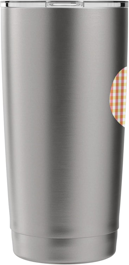 Cute Peach Yellow Plaid Checkered Gingham Pattern Minimalist Stainless Steel Insulated Tumbler