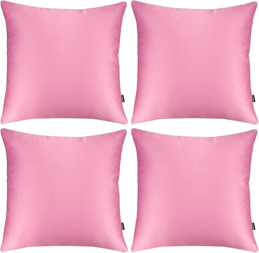 Faylapa 4 Pack Satin Throw Pillow Cases,Dark Pink Heavy Silk Satin Valentines Decorative Pillow Covers Solid Dyed Soft Pillow Cover Home Decor,18" x 18" (Case ONLY)