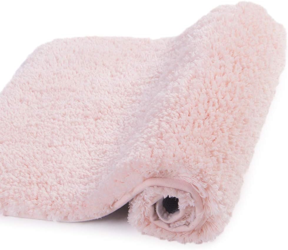 Walensee Bathroom Rug Non Slip Bath Mat (16 x 24, Blush) Water Absorbent Soft Microfiber Shaggy Machine Washable Bath Rug for Bathroom Thick Plush Rugs for Shower