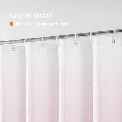 Gibelle Pink Shower Curtain, Ombre Fabric Shower Curtains for Bathroom, Waffle Weave Textured Bathroom Curtain with Hooks, Water Repellent and Machine Washable, 72 x 72