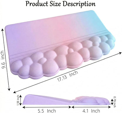 Computer Keyboard Stand Pad with Wrist Rest Colorful Cloud Keyboard Pad Support with Comfortable Rainbow Wrist Pad Cute Ergonomic Tilted Keyboard Riser Holder for Desktop Office Home Pink Purple Blue
