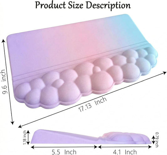 Computer Keyboard Stand Pad with Wrist Rest Colorful Cloud Keyboard Pad Support with Comfortable Rainbow Wrist Pad Cute Ergonomic Tilted Keyboard Riser Holder for Desktop Office Home Pink Purple Blue