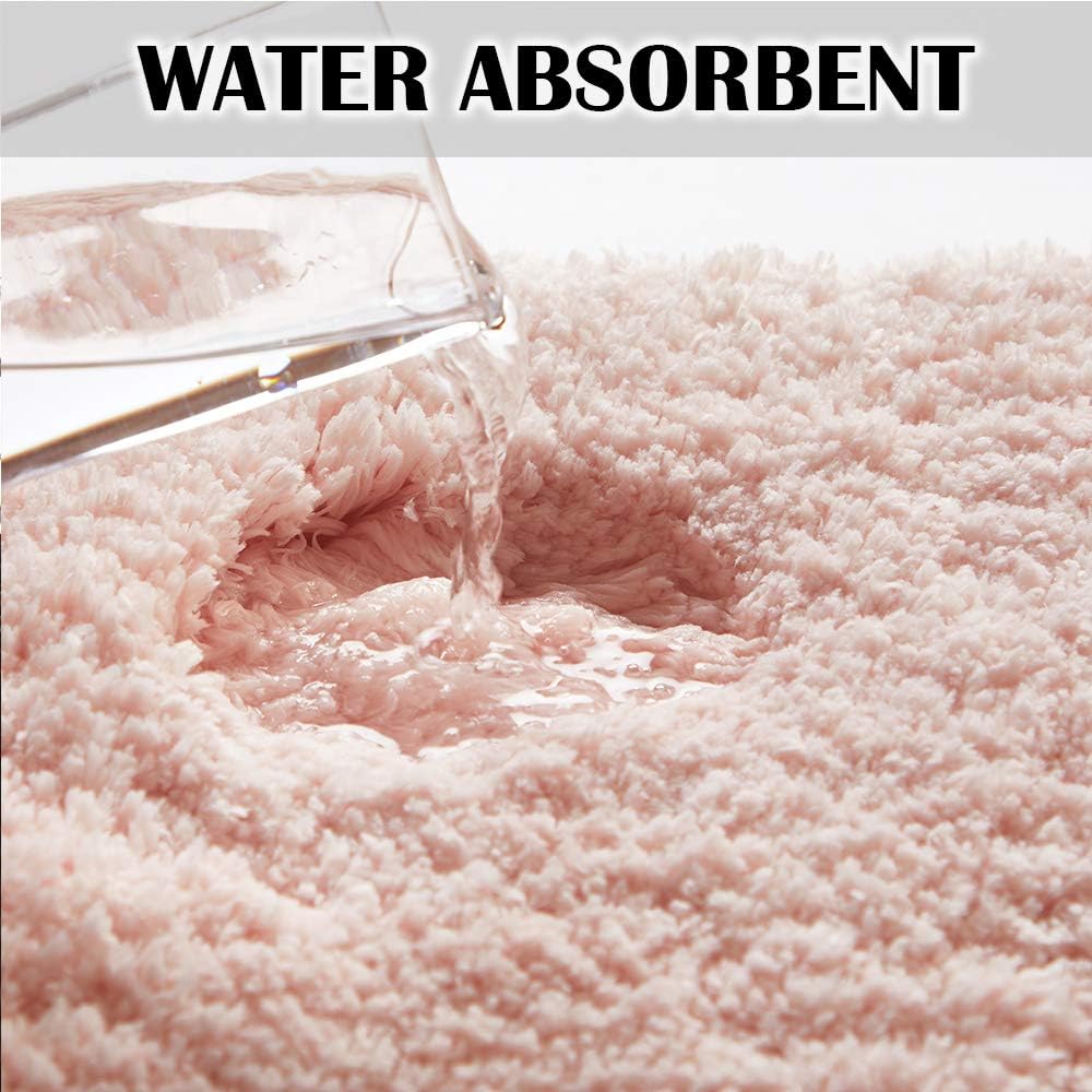 Suchtale Non Slip Bath Mat, Soft Microfiber Shaggy Bath Mat for Bathroom & Shower (16 x 24, Blush) Water Absorbent, Thick Plush, Machine Washable