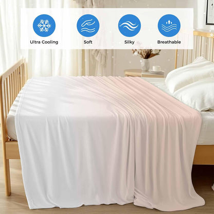 Cooling Blanket Peach Pink Lightweight Breathable Summer Blanket Gradient White Cooling Blankets for Hot Sleepers Night Sweats 40x60in