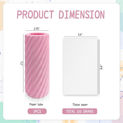 Car Tissue Holder, Refillable Round Cylinder with 3 Tissue Packs, Universal Fit for Vehicle Cup Holder, Home & Office, Car Accessories Interior (Pink)