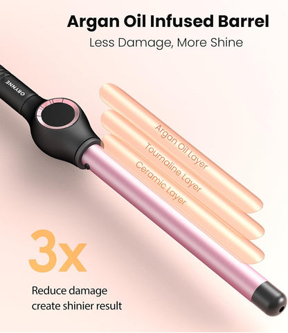 ORYNNE 3/4 Inch Curling Wand for Long Hair, Extra Long Barrel Ceramic Wand Curling Iron, 7 Adjustable Heats, 110-240V Dual Voltage Hair Wand Curler, 60 Minutes Auto Shut Off