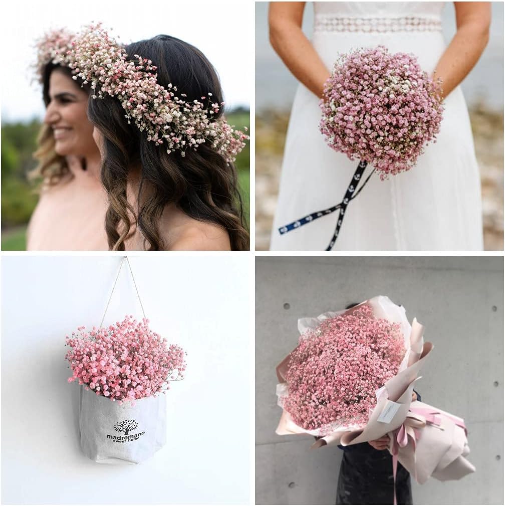 Olivachel 6pcs/Pack Baby's Breath Artificial Flowers Gypsophila Real Touch Flowers for Wedding Party Home Garden Decoration DIY Gift (Pink)