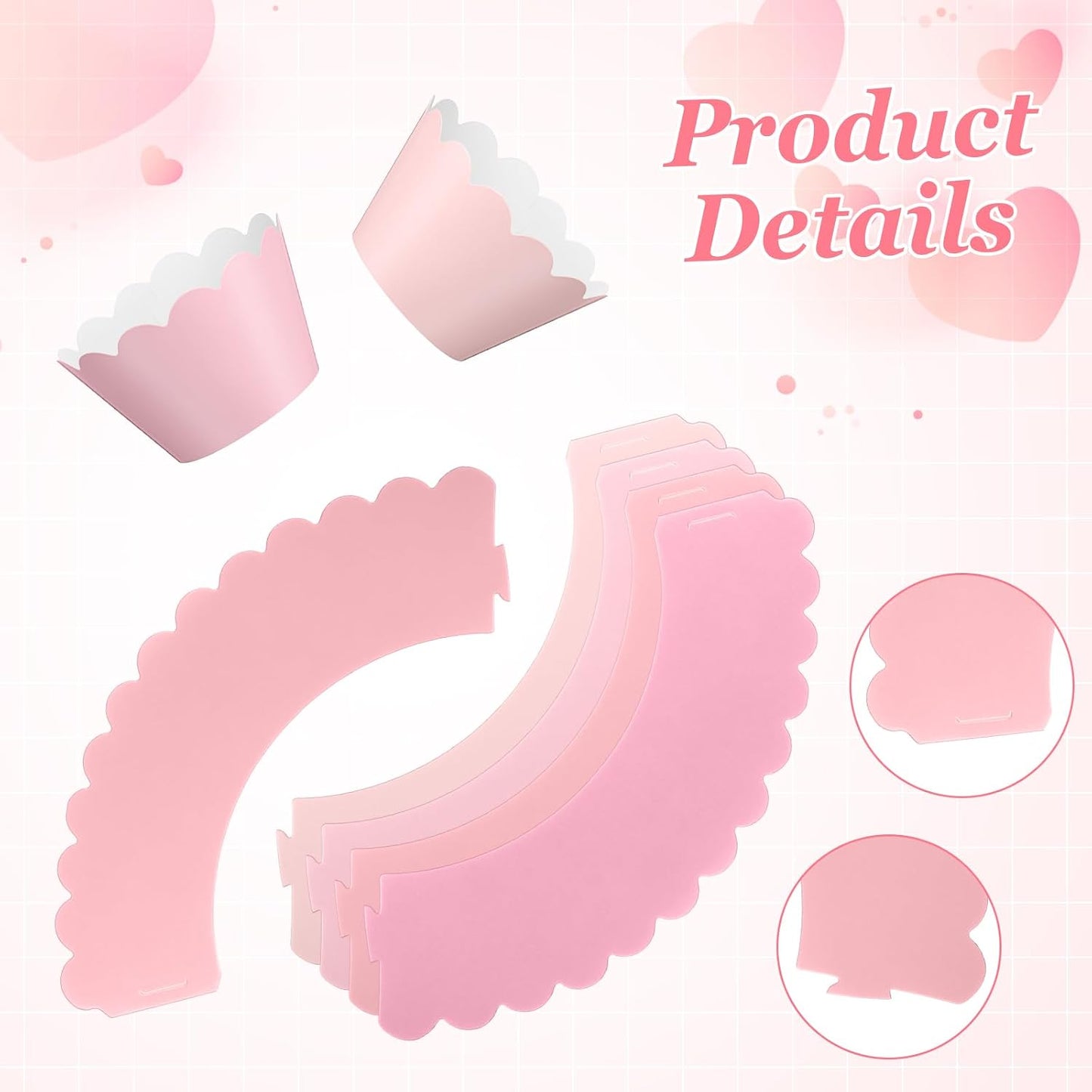 Vesici 100 Pcs Pink Cupcake Liner Pastel Cupcake Paper Wrappers Scalloped Baking Cups Bake Artistic Cake Cups Decoration for Mom Nurse Valentines Summer Wedding Birthday Tea Party Supplies