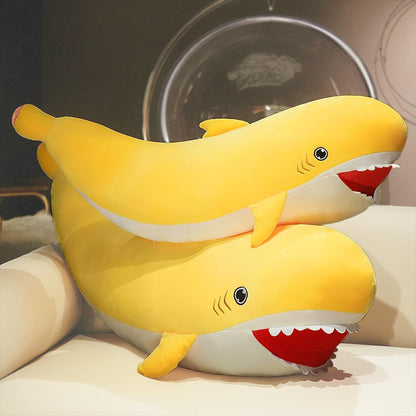PEACH CAT Banana Shark Plush 21" Large Shark Stuffed Animal Soft Banana Plush Toys Gifts for Kids Yellow