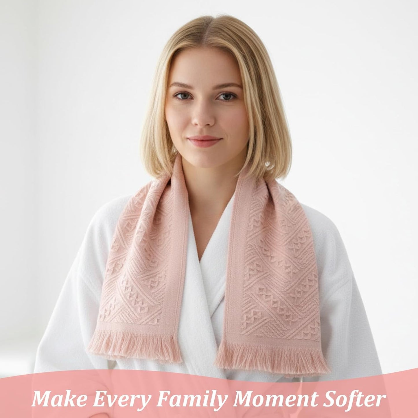 2PCS Pink Hand Towel for Bathroom,30×13Inch-Cute Boho Hand Towels Soft Absorbent,Face Cloths Soft Feeling Turkish Towel for Bath,Kitchen