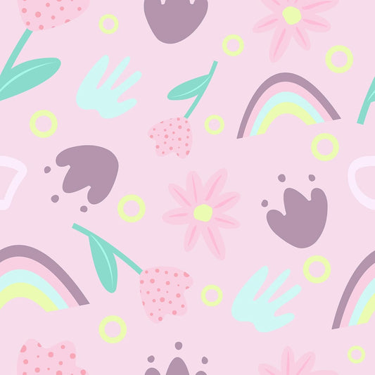 Pink Boho Wallpaper Colorful Rainbow Peel and Stick Wallpaper 12"x100" Cute Dot Print Pink Floral Contact Paper for Girls Bedroom Nursery Removable Wall Paper Kids Room Decorative Vinyl Roll