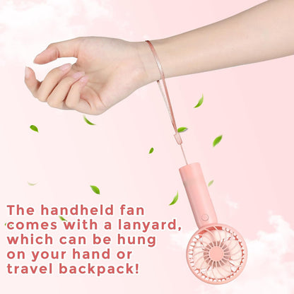 Tujoe 6 Pcs Mini Powerful Handheld Fan 3 Speed Personal Small Portable Rechargeable Fan with Base USB for Women Eyelash Makeup Office Travel Beach Indoor Outdoor (Pink)