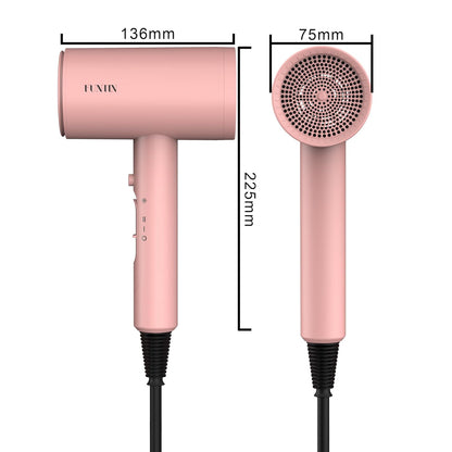 FUNTIN Hair Dryer, Blow Dryer with Diffuser Brush for Women 4C Thick Hair Ionic Hair Dryer(Baby Pink)