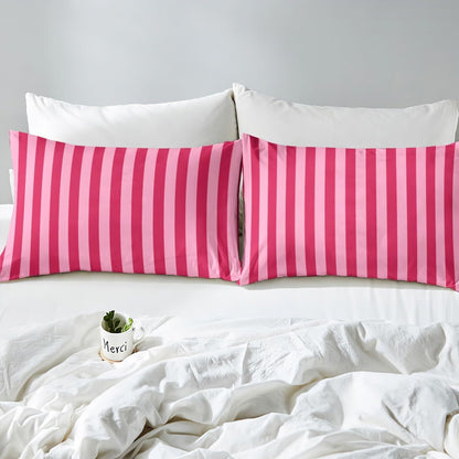 Rose Pink Red Bedding for Kids Boys Girls Abstract Stripes Bed Sheets Set King Size Geometric 4 Pieces Sheet with 16 Inch Deep Pockets Bedroom Decor Breathable Soft Lightweight Microfiber Modern 4Pcs