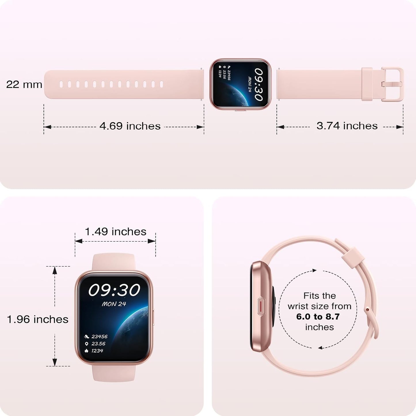 Fitpolo Smart Watches for Women, 1.8'' HD Women Smartwatch with Alexa Built-in, Bluetooth Calls, IP68 Waterproof, 7 Days Battery, Heart Rate/Sleep/SpO2 Monitor, 110 Sports Mode