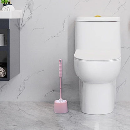 Toilet Brush and Holder Set Bathroom Accessories, Space Saving for Storage, Deep Cleaning, Toilet Bowl Cleaner Brush for Bathroom Cleaning, Toilet Scrubber Brush (Pink)