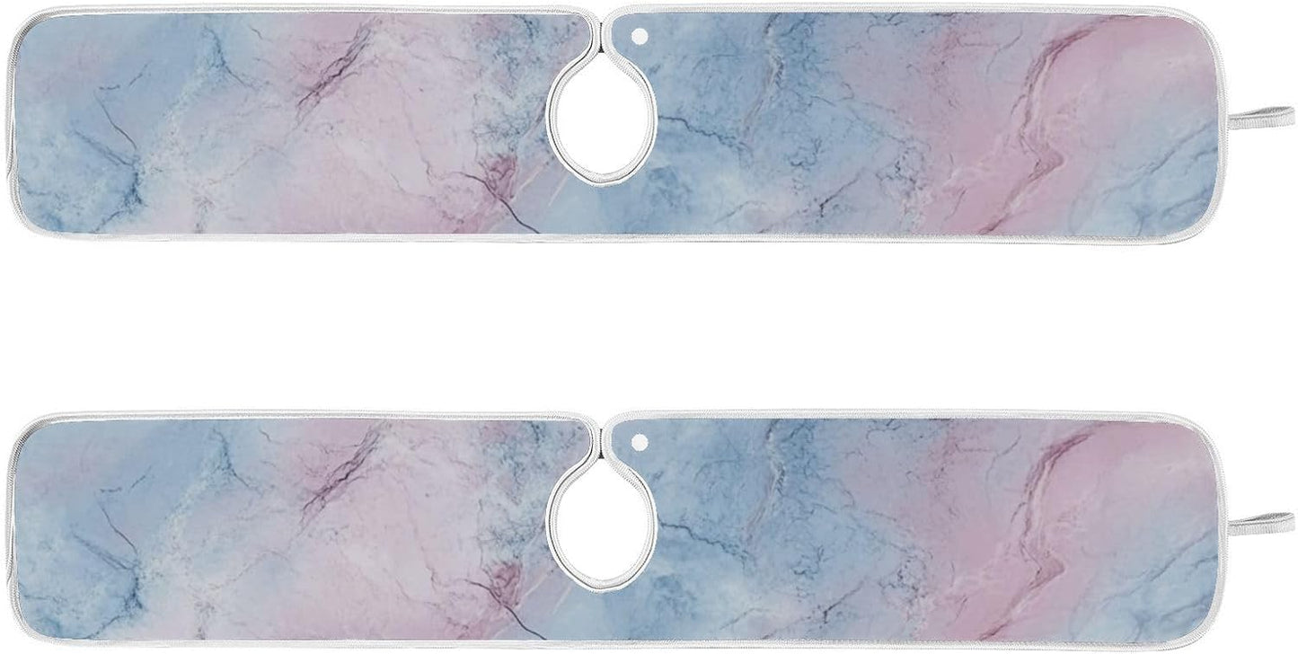 tray around faucet for kitchen sink Fast-Drying hangable sink matt for kitchen Sink Splash Guard & Protectors 23.6”--Pink and Light Blue Marble Texture