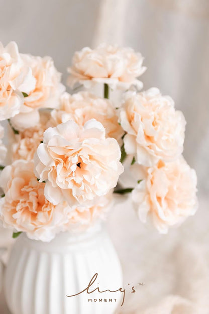 Ling's moment Peony Artificial Flowers, 15pcs Faux Silk Peonies for DIY Bouquet, Bulk Fake Wedding Filler Flowers for Centerpieces Arrangements Bridal Shower Decorations, Peach