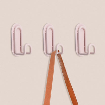 3pcs Adhesive Towel Hooks Metal Robe Hangers Stick on Wall Bathroom Hooks Heavy Duty Towel Racks Holder Pink Shower Hooks for Hanging Coat Hat Handbag Tie (Pink)
