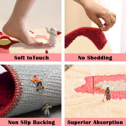 Larponder Flower Bath Mat,Funny Bathroom Rug,Non Slip Washable Rugs,Fluffy Soft Absorbent Applicable for Bathroom Floor Bathtub Summer Spring Home Decor Sink 18" x 28"