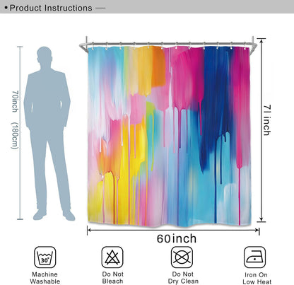 Miyotaa Abstract Modern Blue Pink Shower Curtain Set 60Wx71H Inches Colorful Contemporary Aesthetic Minimalist Art Painting Waterproof Bathroom Curtain with 12 Hooks