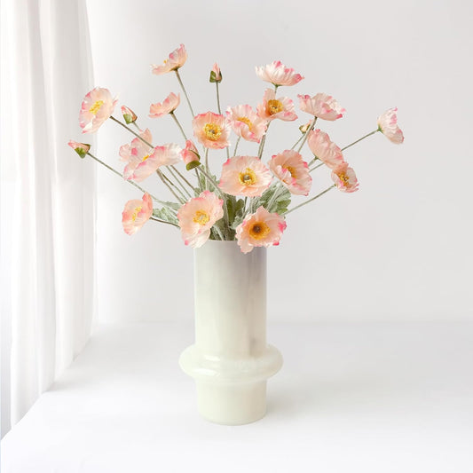 ZYTUYO 6PCS Champagne Pink Poppy Flowers Artificial Faux Flowers with Silk Stems Poppies Spring Bouquets for Home Party Halloween Centerpiece Table Baby Shower Decor