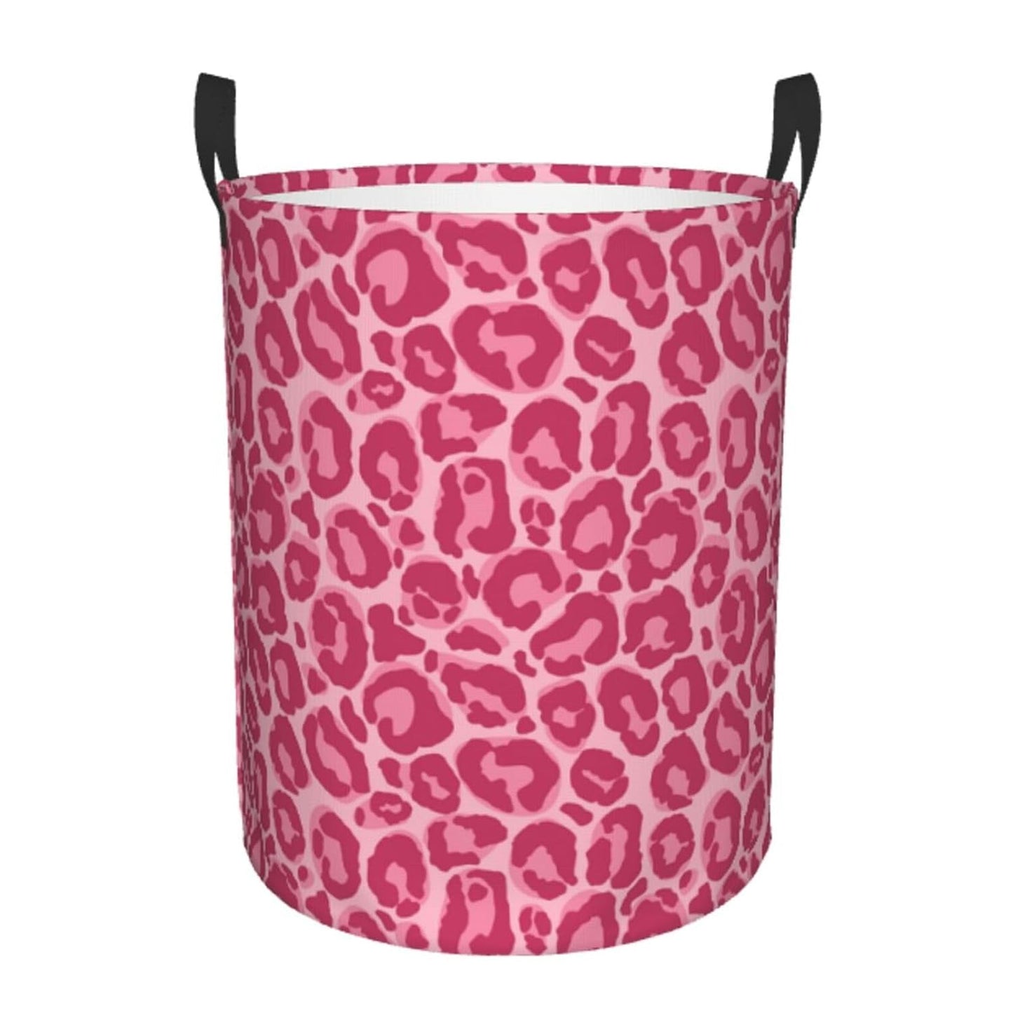 Pink Leopard Texture Round Laundry Hamper Storage Basket Toys Clothes Organizer Bin For Home Bathroom Bedroom Dorm Nursery, 62l