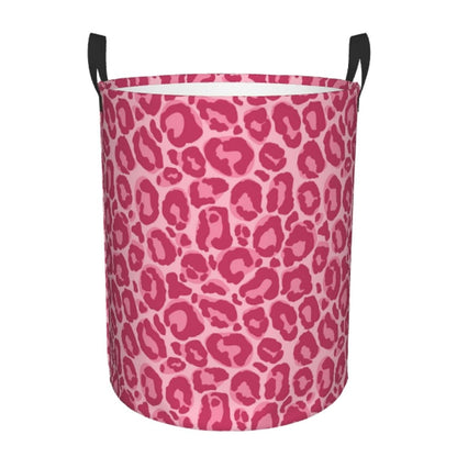 Pink Leopard Texture Round Laundry Hamper Storage Basket Toys Clothes Organizer Bin For Home Bathroom Bedroom Dorm Nursery, 62l