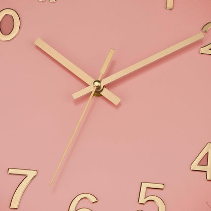 Lumuasky Wall Clock Pink Modern 12 Inch Battery Operated Silent Non-Ticking Decorative Clock for Living Room Bedroom Office Kitchen School Classroom Nursery Decor, 3D Numbers Easy to Read