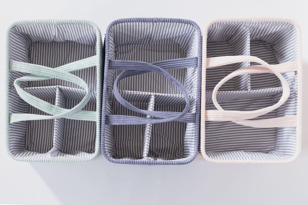 Diaper Caddy Organizer - Baby Pink Curdoroy Baby Storage Bin for Nursery & Car | Baby Shower Basket & registry Essential