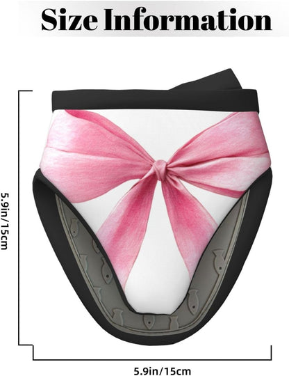 Watercolor Light Pink Coquette Bow Mini Silicone Oven Mitts Heat and Slip Resistant Kitchen Mittens,Short Oven Gloves for Safe Cooking Baking & Grill,5.9"X5.9"