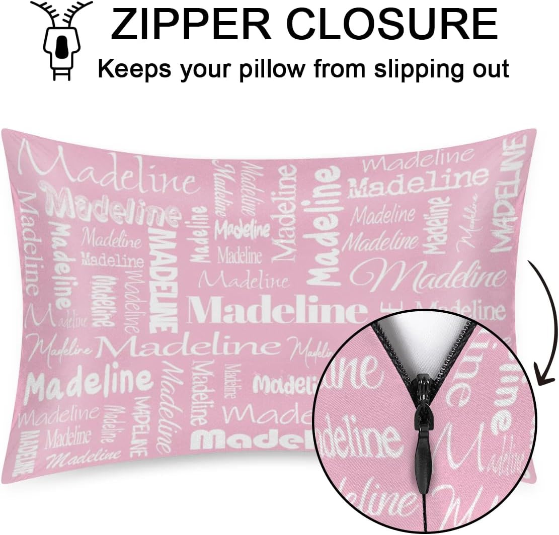Custom Personalized Pillowcase, Women Silky Satin Pillowcase 1 Piece, Pillowcase with Zipper Suitable for Bedroom Bed Sleeping Peach Pink