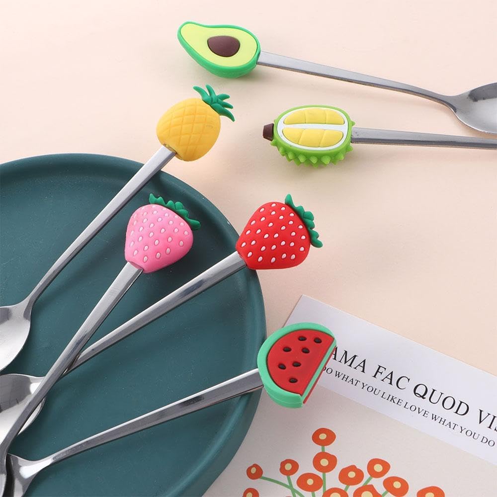 generic Cute Fruit Shaped Coffee Spoons Fruit Dessert Spoon Fork, Stainless Steel Spoon Fruit Fork Ice Cream Sugar Stirring Spoon(Peach Fork), AM15SD06LH8US