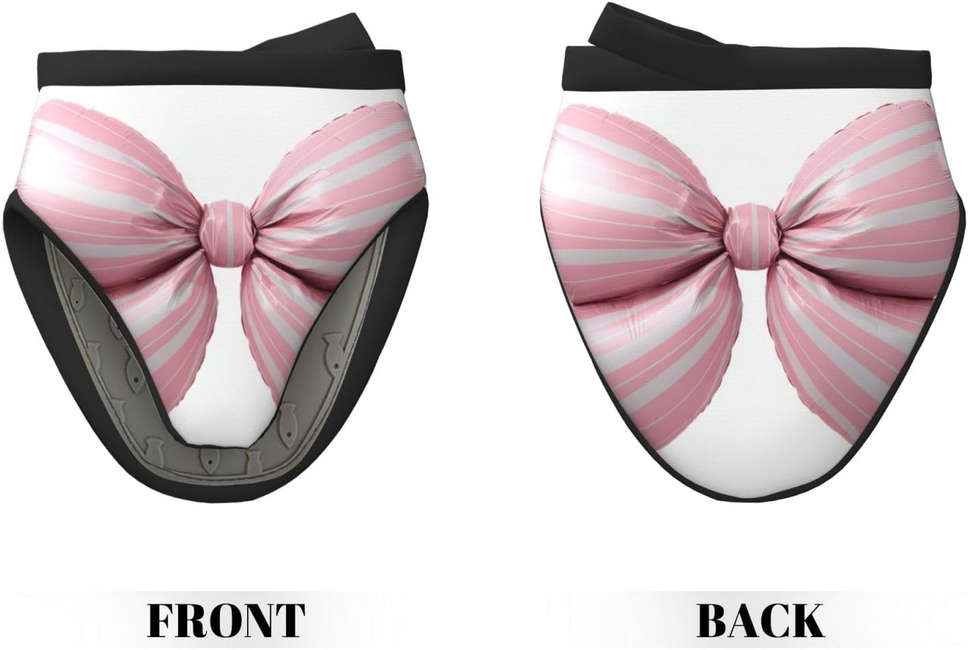 Light Pink Bow Balloon Candy Stripe Pattern Mini Silicone Oven Mitts Heat and Slip Resistant Kitchen Mittens,Short Oven Gloves for Safe Cooking Baking & Grill,5.9"X5.9"