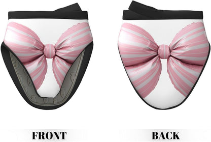 Light Pink Bow Balloon Candy Stripe Pattern Mini Silicone Oven Mitts Heat and Slip Resistant Kitchen Mittens,Short Oven Gloves for Safe Cooking Baking & Grill,5.9"X5.9"
