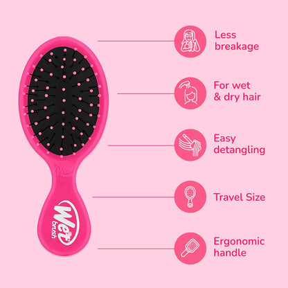 Wet Brush Mini Detangler Hair Brush, Pink - Detangling Travel Hair Brush - Ultra-Soft IntelliFlex Bristles Glide Through Tangles with Ease - Pain-Free - All Hair Types