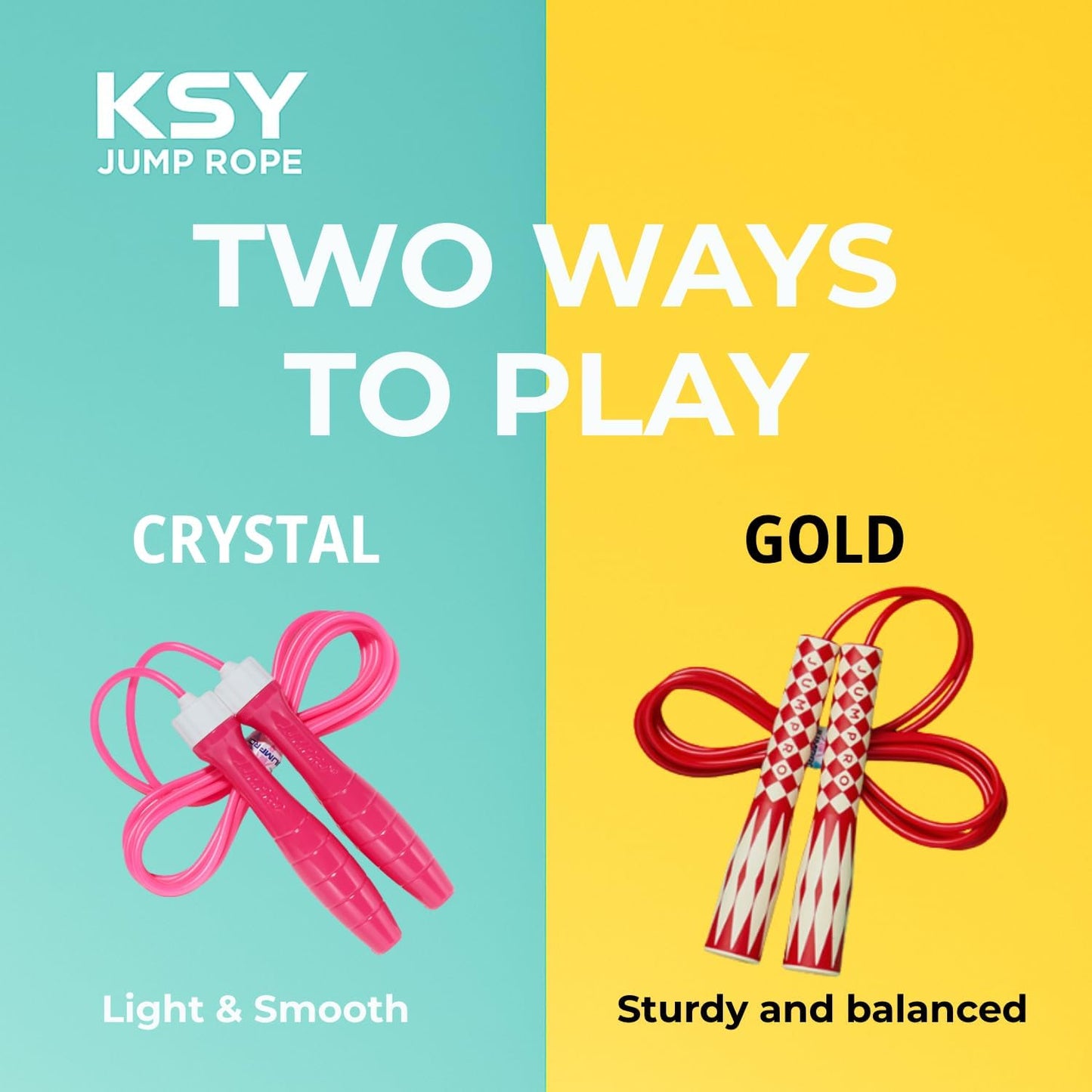 KSY Kids Jump Rope (Crystal Series) – Durable PVC Jump Rope for Kids Ages 6-12 – Lightweight, Adjustable, and Tangle-Free – Made in Korea