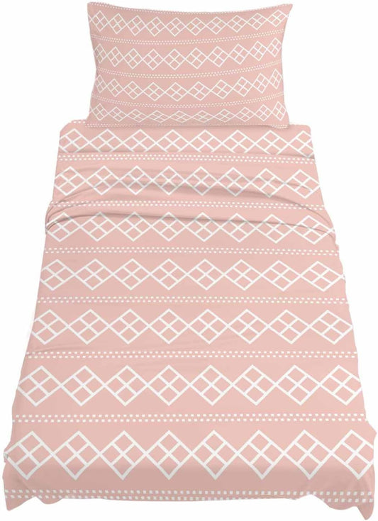 Peach Pink Checkered Twin Size Sheets Set Abstract White Geometric Argyle Stripe Super Soft Breathable Microfiber Twin Bed Sheets Set Deep Pocket 4 Pieces 1 Flat Sheet, 1 Fitted Sheet, 1 Pillowcases