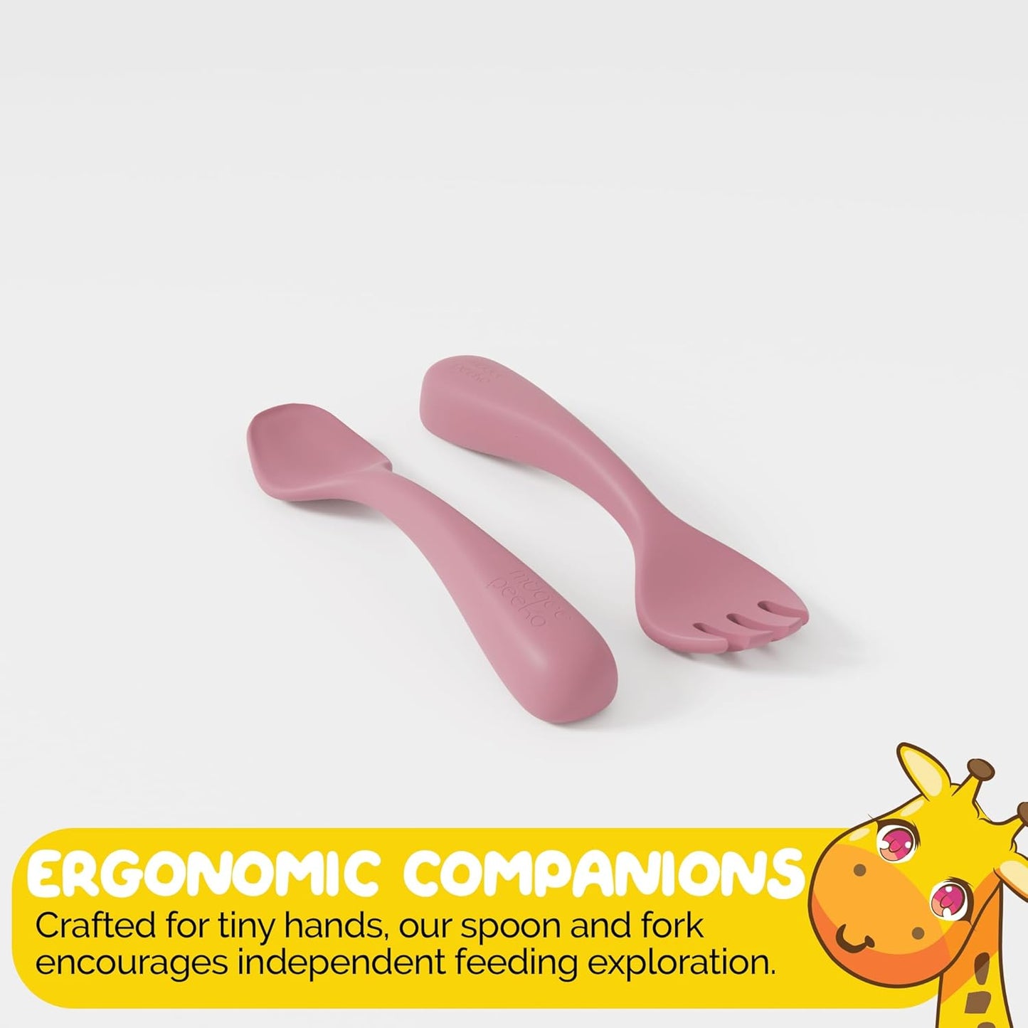 Silicone Baby Feeding Set for Infants with Baby Spoons Baby Forks and Suction Bowls for Baby in Pink Color - (3 Piece Set) Baby Eating Eating Essentials in Safe Silicone